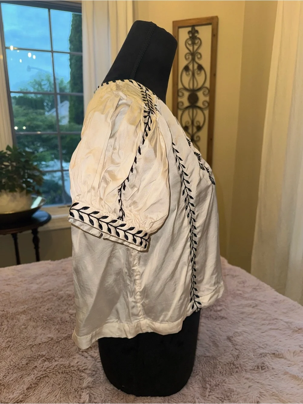 Anthropologie Embroidered Crop Blouse